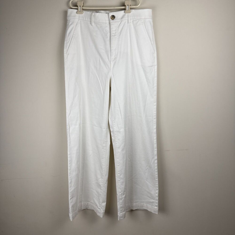 Ann Taylor Petite White Wide Leg Pants Size 12P NWT Modern Casual Workwear